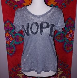 Grey Gray Flowy Shirt With Holes Womens XS Nope